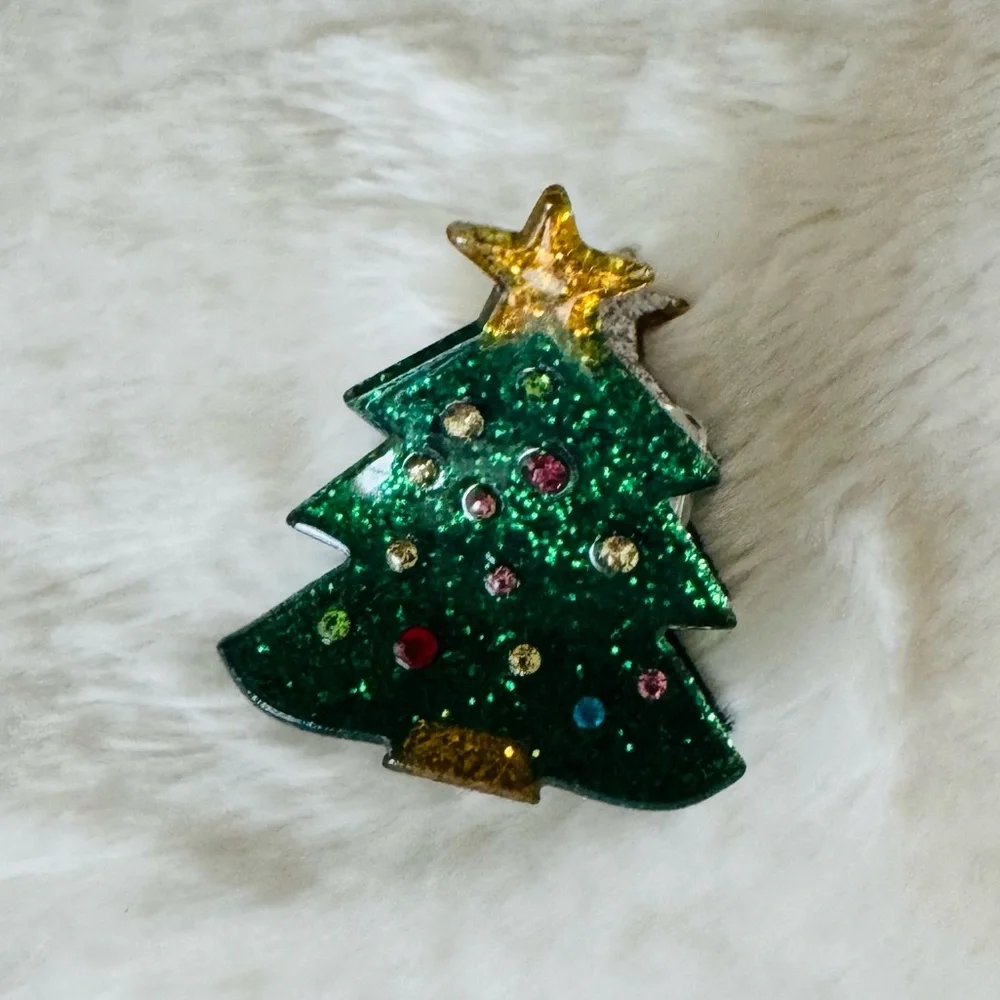 Glittery Christmas Tree Hair Clip for Kids